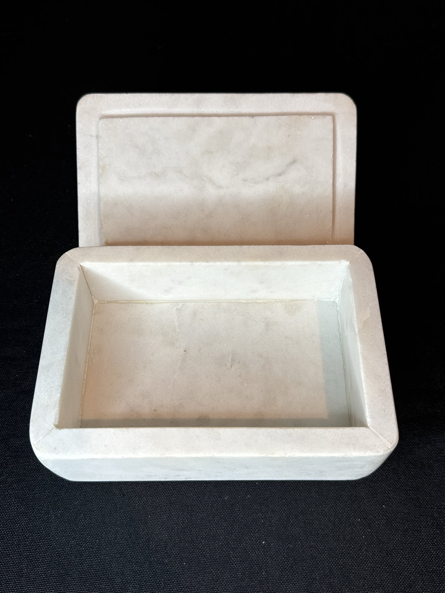 Marble Jewelry Box with Purple Gemstone For Handle On Top 6" X 4" X 2.5"