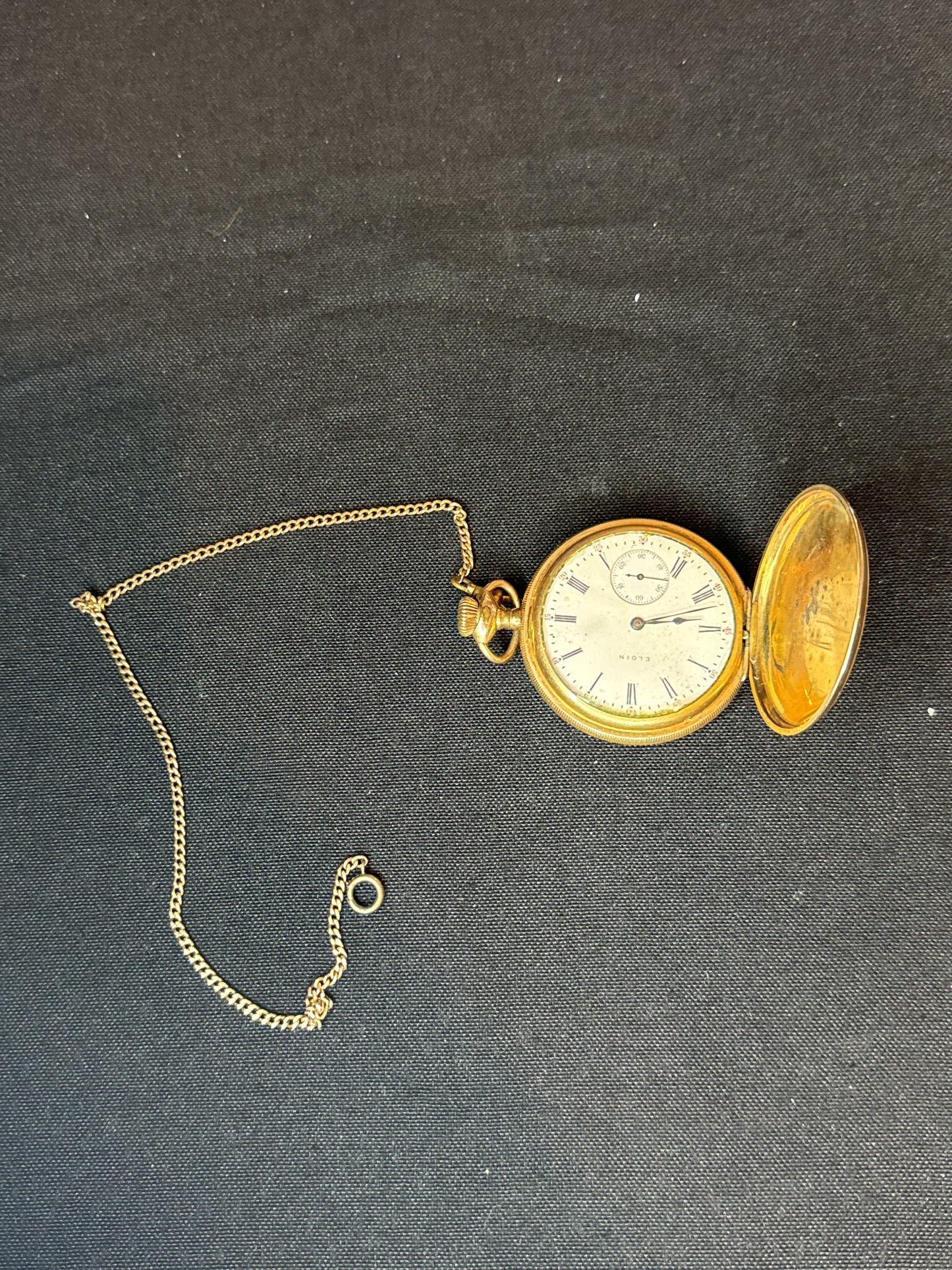 1909 Vintage Elgin National Gold Filled Sidewinder Pocket Watch 54mm Ornate 7 Jewels