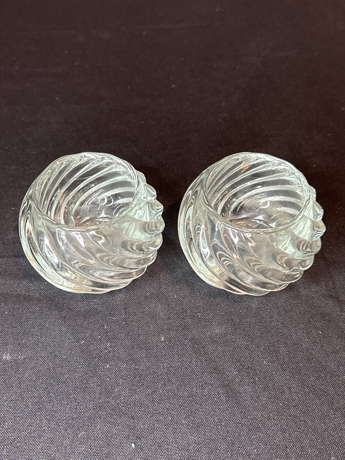 Pair of Glass Tea Light Candle Holders Votive Candle 2.75" Tall