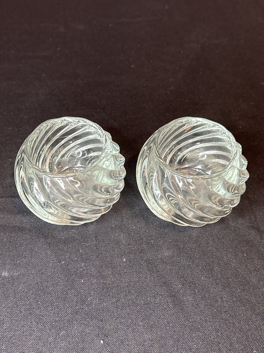 Pair of Glass Tea Light Candle Holders Votive Candle 2.75" Tall