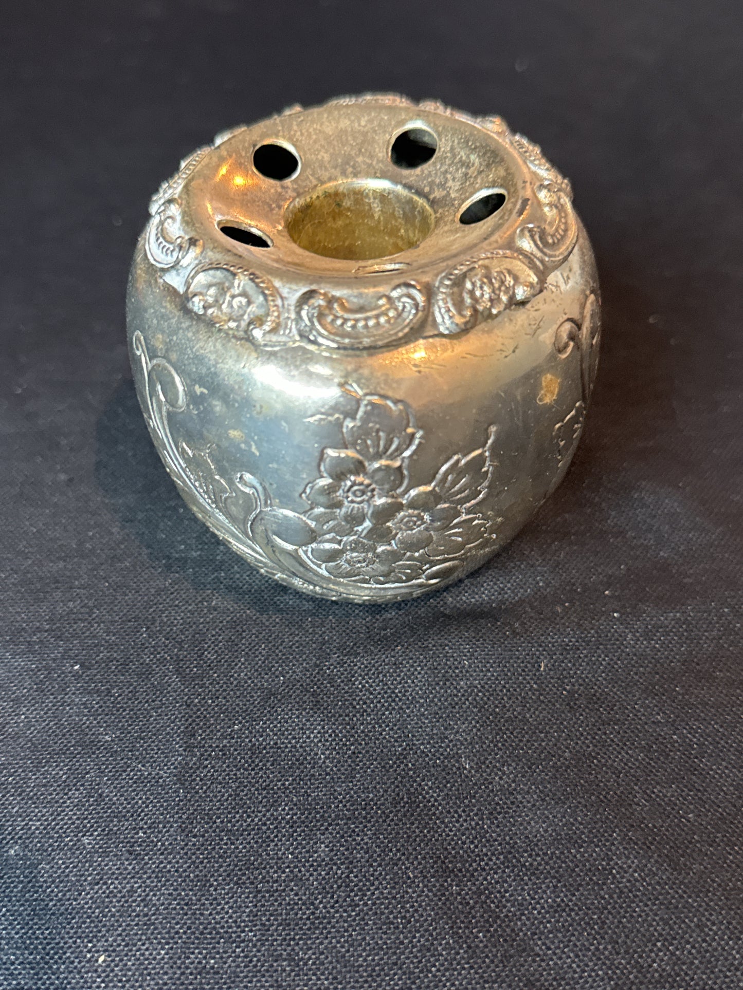 Pair of Silver Plated Tarnish Protected Small Round Candle Incense Holder Made in Japan 3" Tall