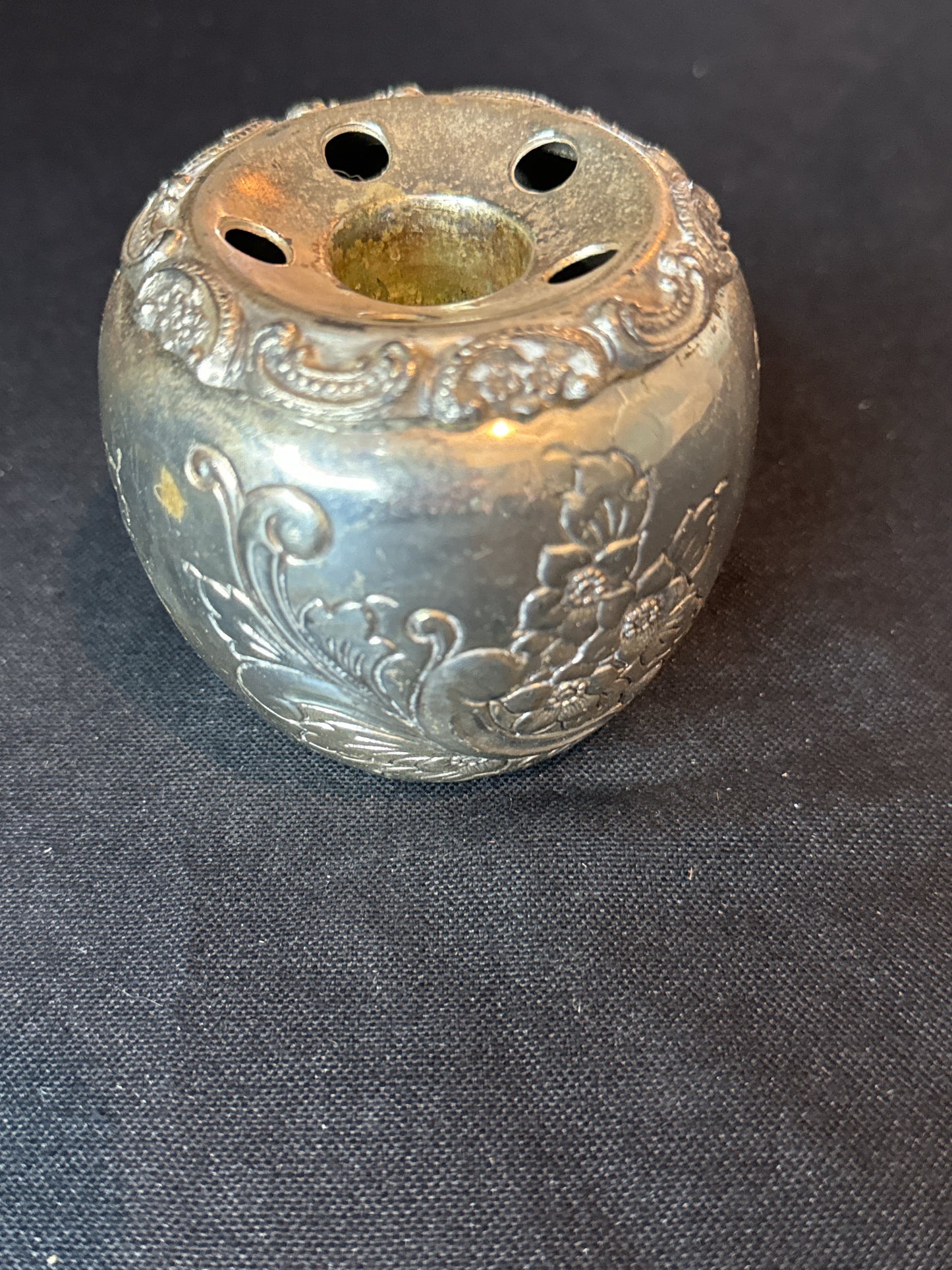 Pair of Silver Plated Tarnish Protected Small Round Candle Incense Holder Made in Japan 3" Tall