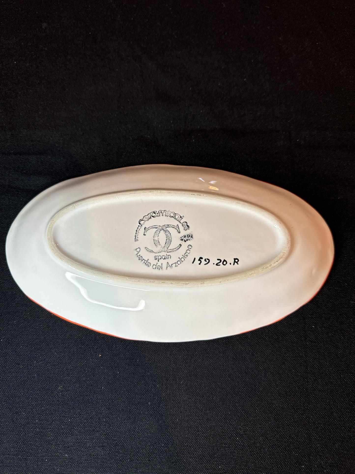 Ceramical Olive Tray 8.75" X 4.75" Orange and Green Colors Made in Spain