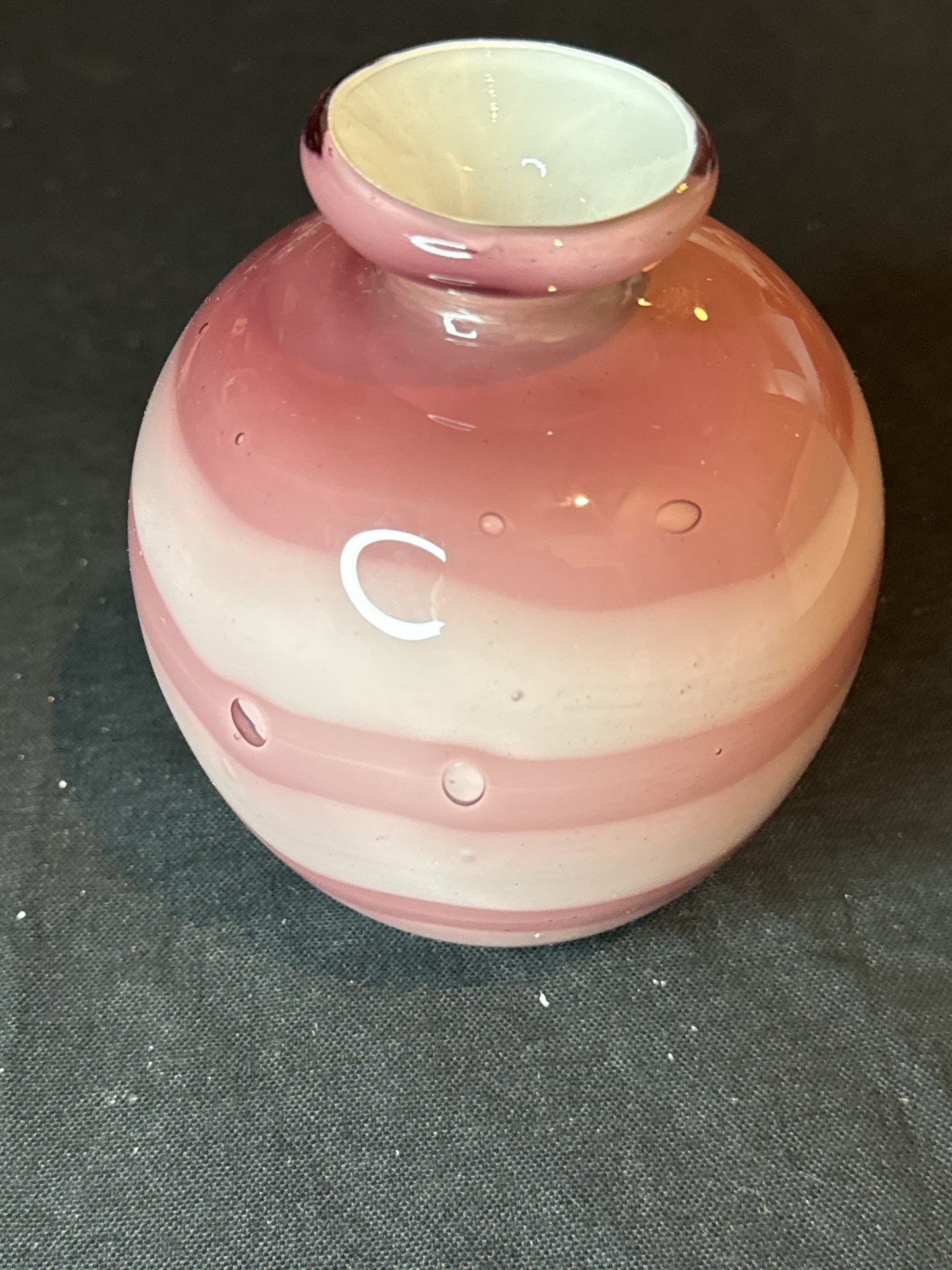 Art Nouveau Glass Vase Purple White Heavy 5" Tall