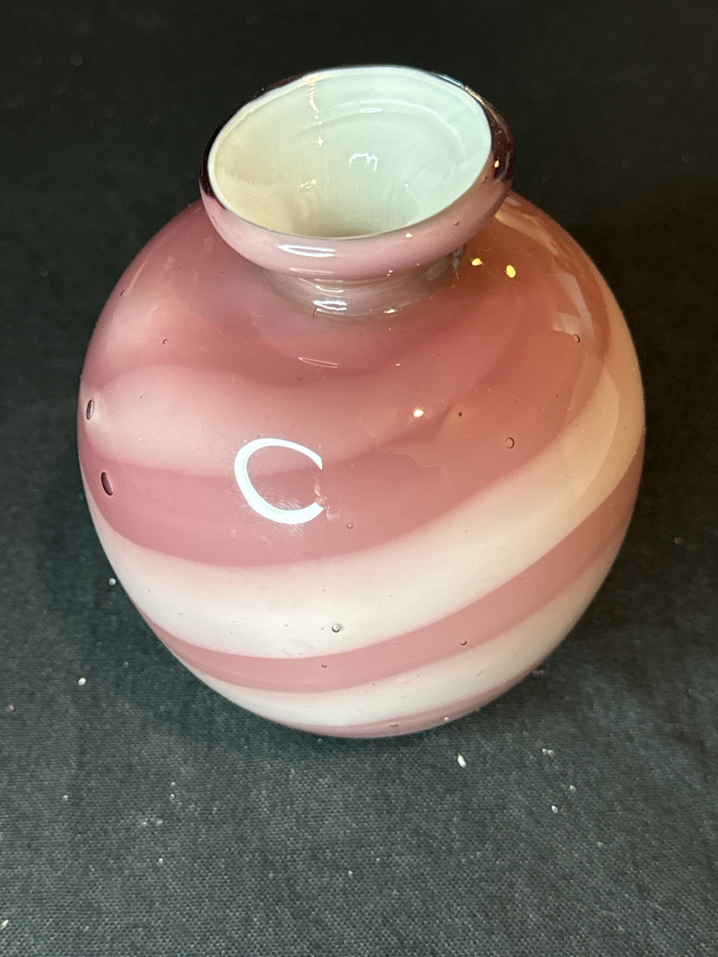 Art Nouveau Glass Vase Purple White Heavy 5" Tall