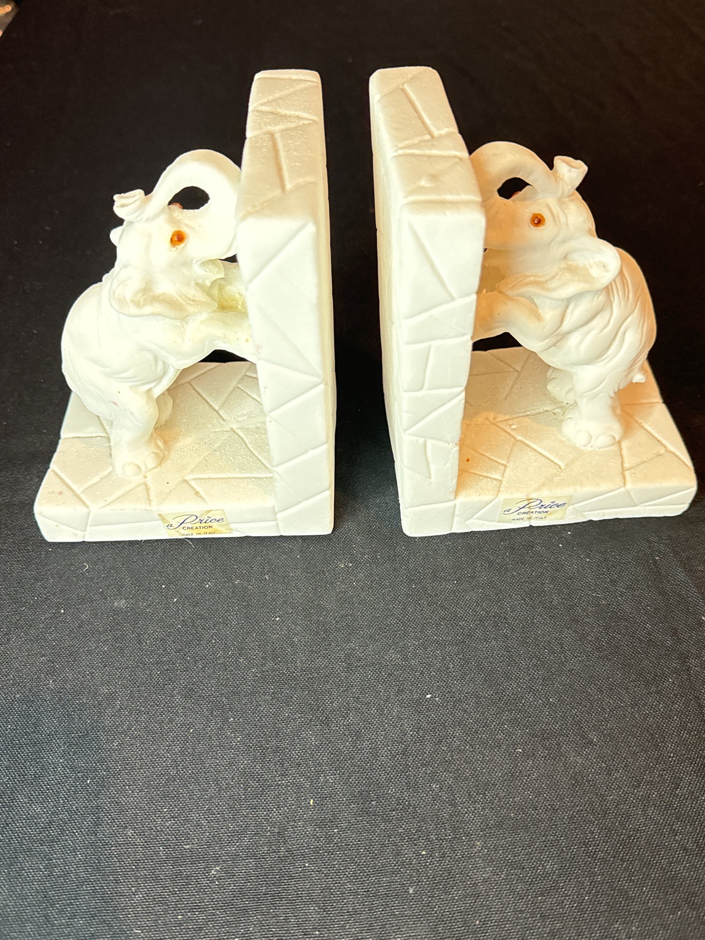 Rare Vintage Raw Alabaster Elephant Bookend - Made in Italy 5.75" Tall