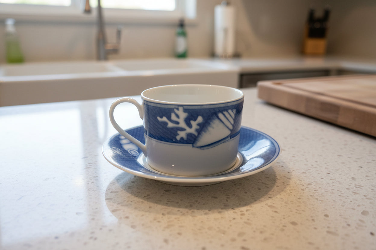 Mikasa Sea Shore Tea/Coffee Cup & Saucer Set 2.25" Tall