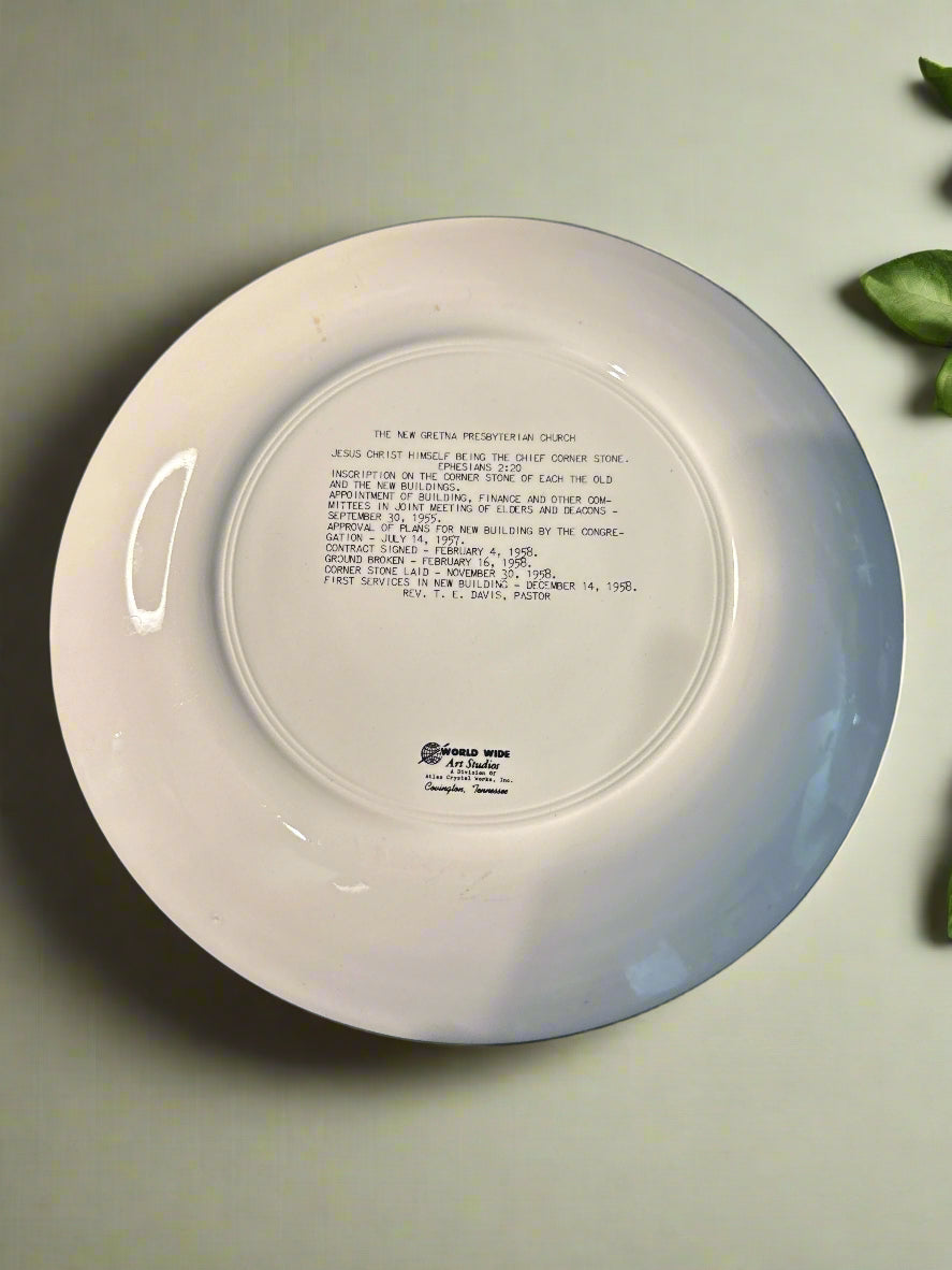 New Gretna Presbyterian Church Decorative Plate World Wide Art Studios 10 1/8" Wide