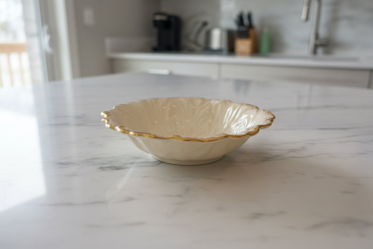 Lenox USA Porcelain Cabbage Lettuce Leaf Candy Nut Dish Bowl 24k Gold Trim 6.25" Wide