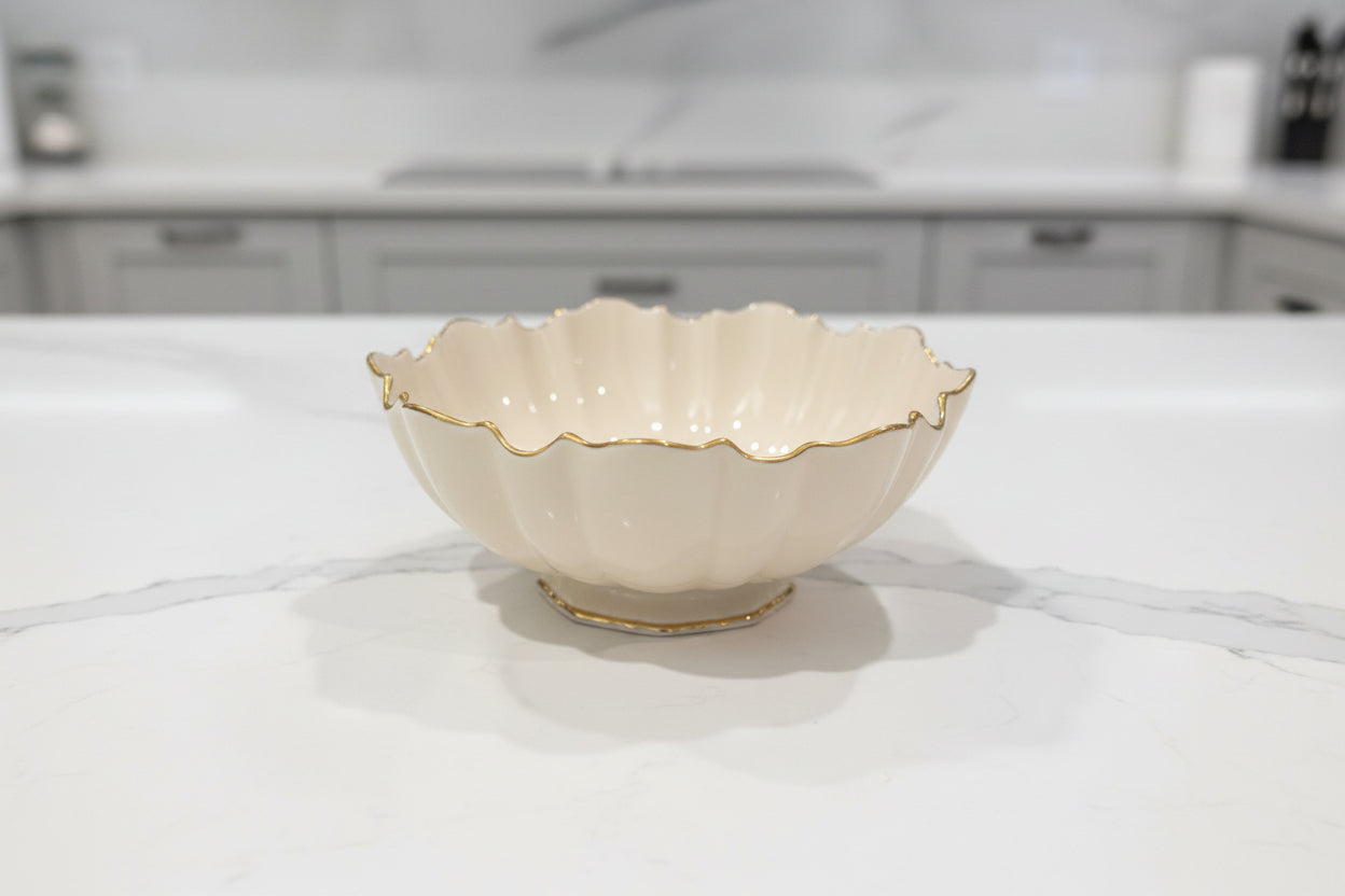 Lenox Porcelain Candy Nut Dish Bowl Gold Trim 6" Wide x 2.75" Tall
