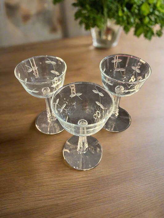 Set of Three Libbey Glass Company Pattern 3002-1 Liquor Cocktail Glasses 4 7/8" Tall