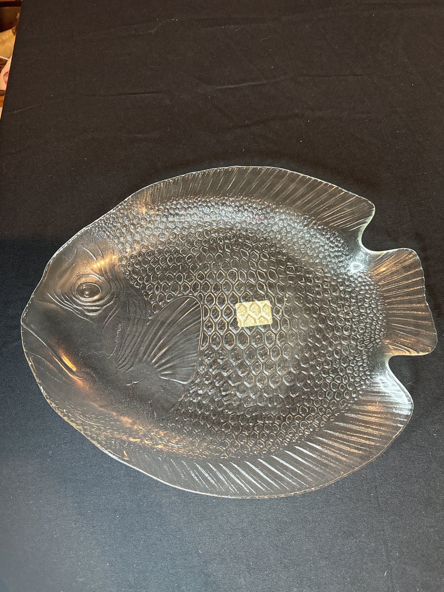 Arcoroc Fish Neptune Platter Glass 15" X 12" Poisson Tray France E1