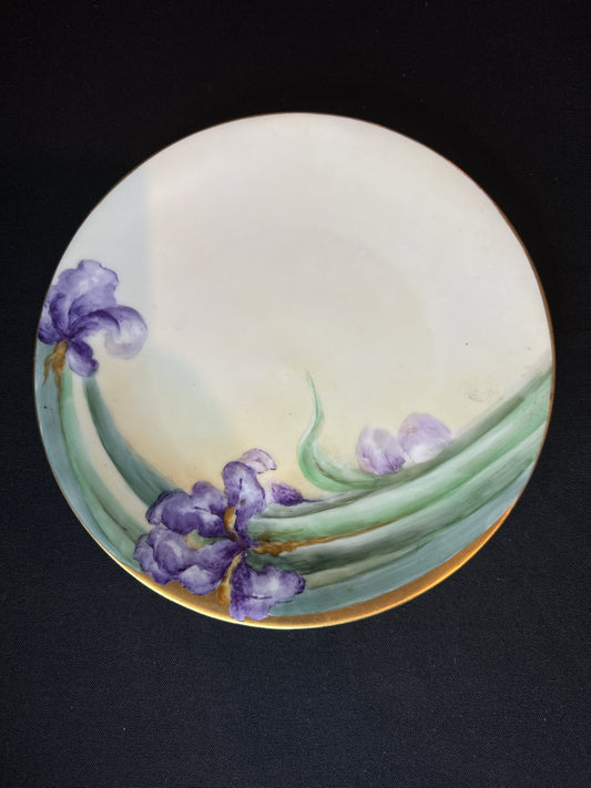 Antique Tressemanes & Vogt Limoges France Hand Painted Flower Dish 9.25" Wide Plate