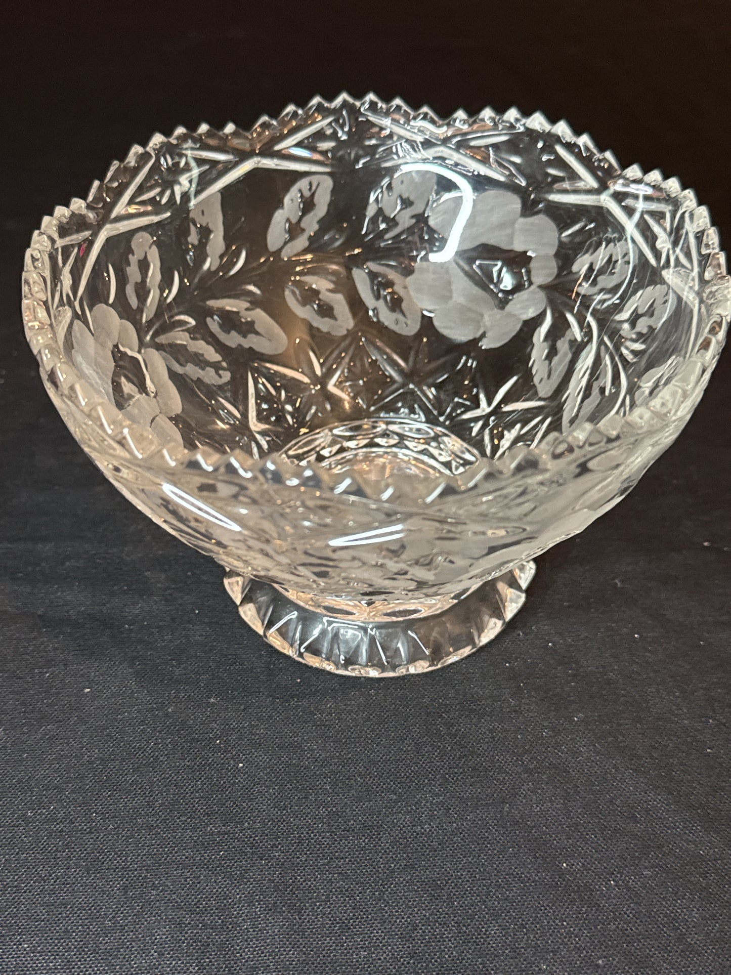 Vintage Handcut Lead Crystal Bowl by Collector's Crystal Galleries Fairfield 4" Tall