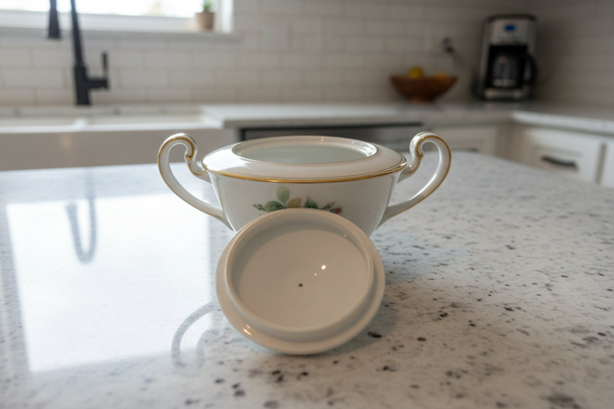 Noritake Sharon (Gold Trim) Sugar Bowl & Lid & Creamer Dinnerware 4-4.5" Tall