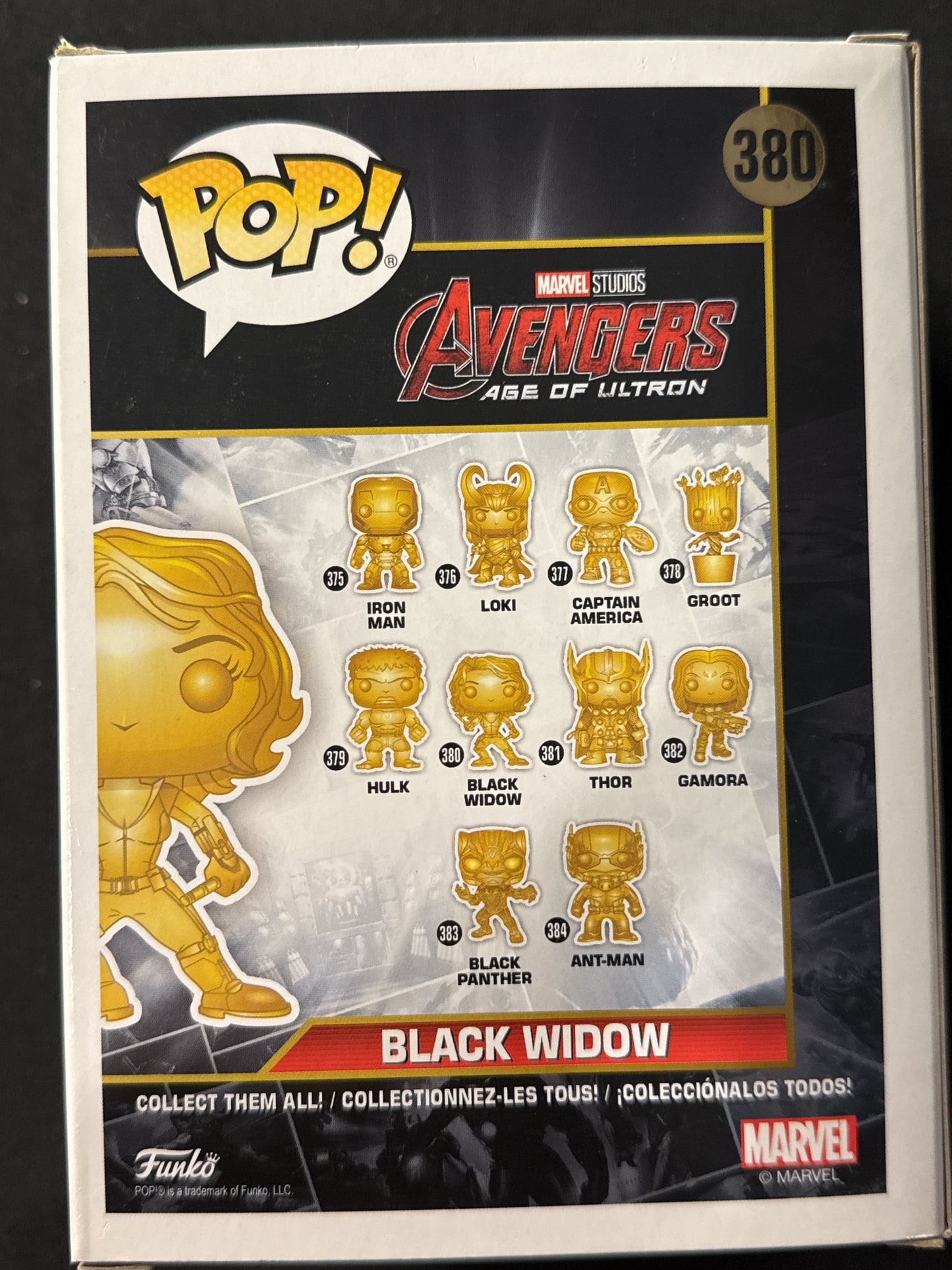 Funko Pop! Marvel Studios Black Widow Bobble Head Gold #380 New in Box