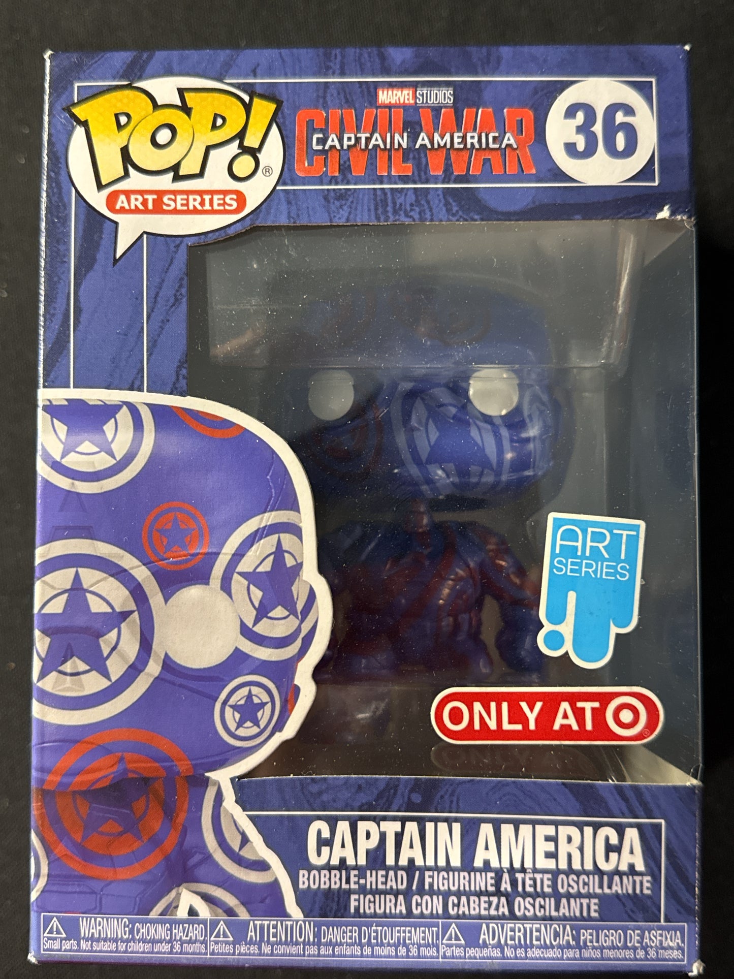 Funko Pop! Marvel Studios Art Series Captain America Civil War Bobble Head New in Box