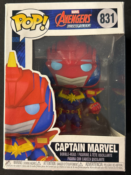 Funko Pop! Marvel Avengers Mech Strike Captain Marvel #831 Bobble Head New in Box