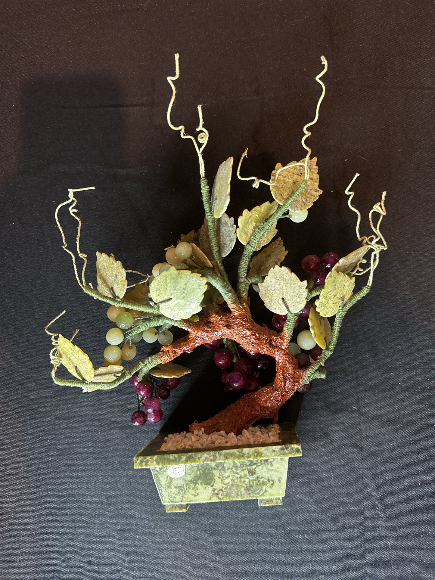 Gemstone Grapevine Jade Leaves Alabaster Branches and Grapes made of Resin 10" X 10" Bonsai