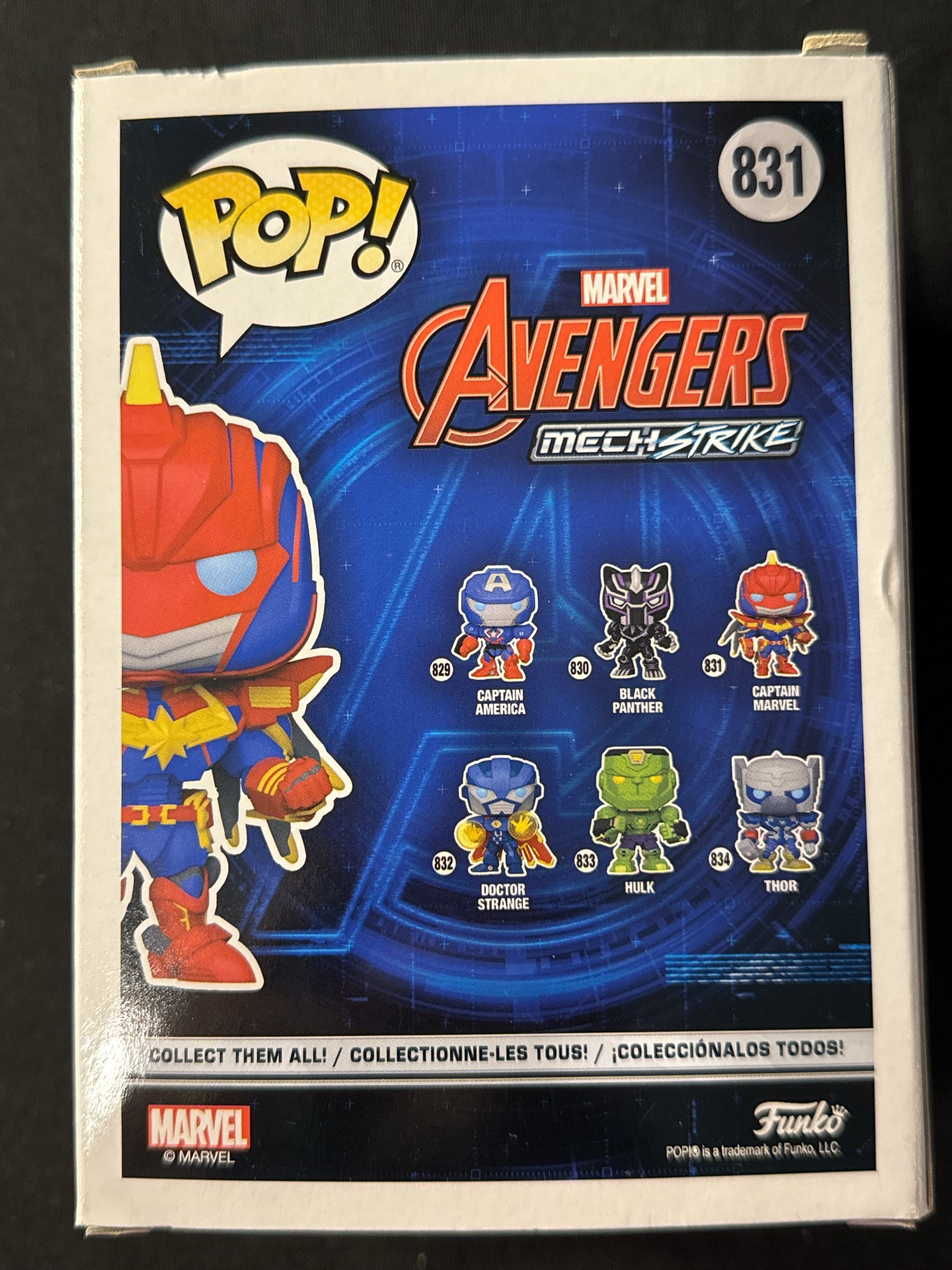 Funko Pop! Marvel Avengers Mech Strike Captain Marvel #831 Bobble Head New in Box