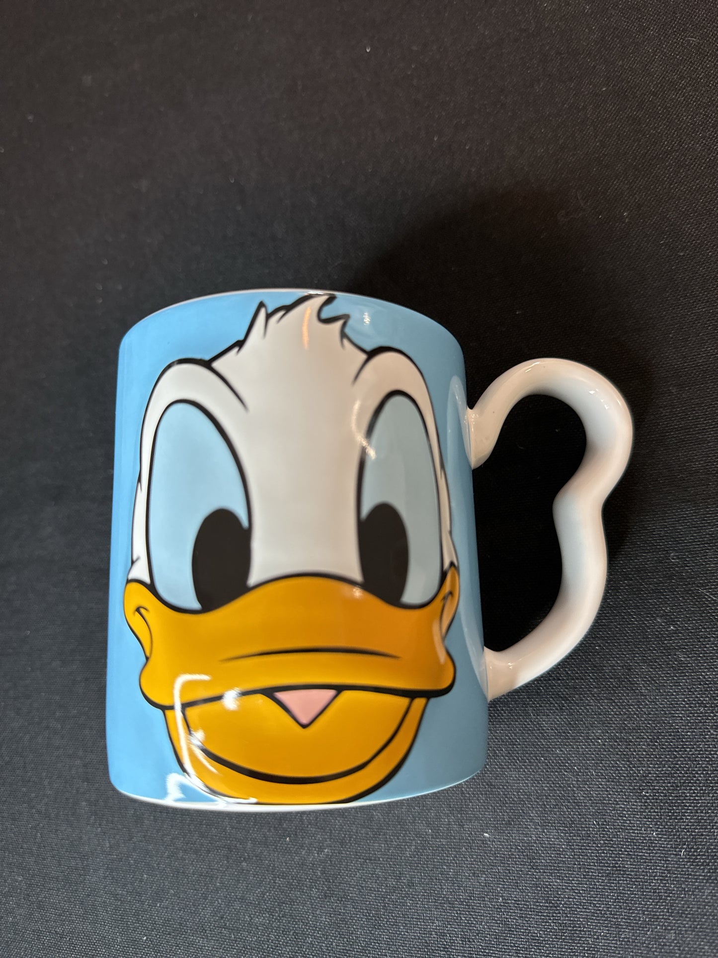 Donald Duck Disney Coffee Mug Monogram 3D Raised Face Blue 4" 12oz New Inventory