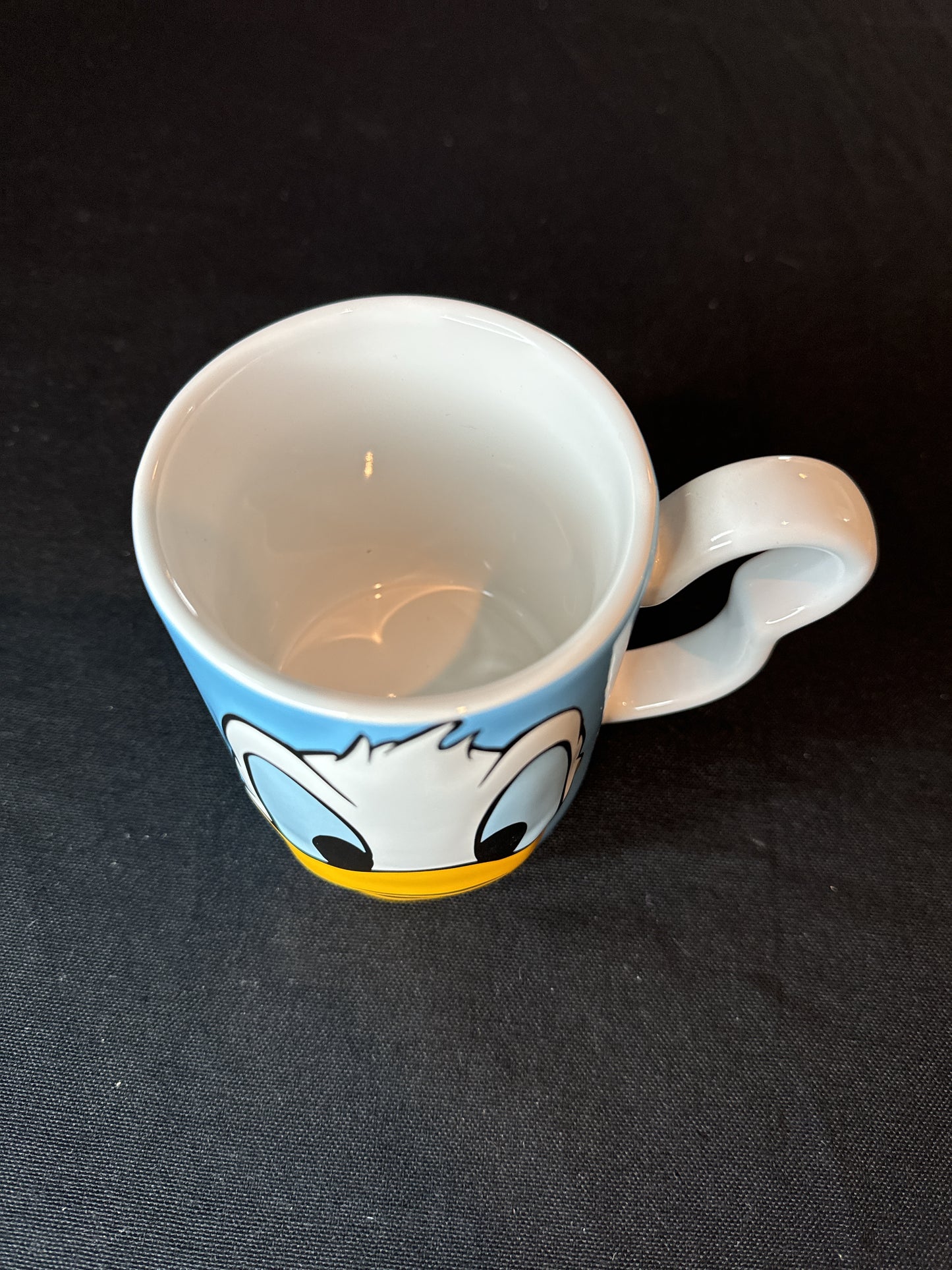 Donald Duck Disney Coffee Mug Monogram 3D Raised Face Blue 4" 12oz New Inventory