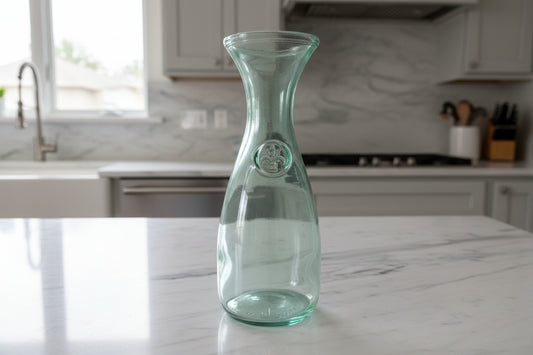 Vetreria Etrusca Green Glass Fleur De Lis Wine Carafe Decanter 500 ml 8.75" Vase