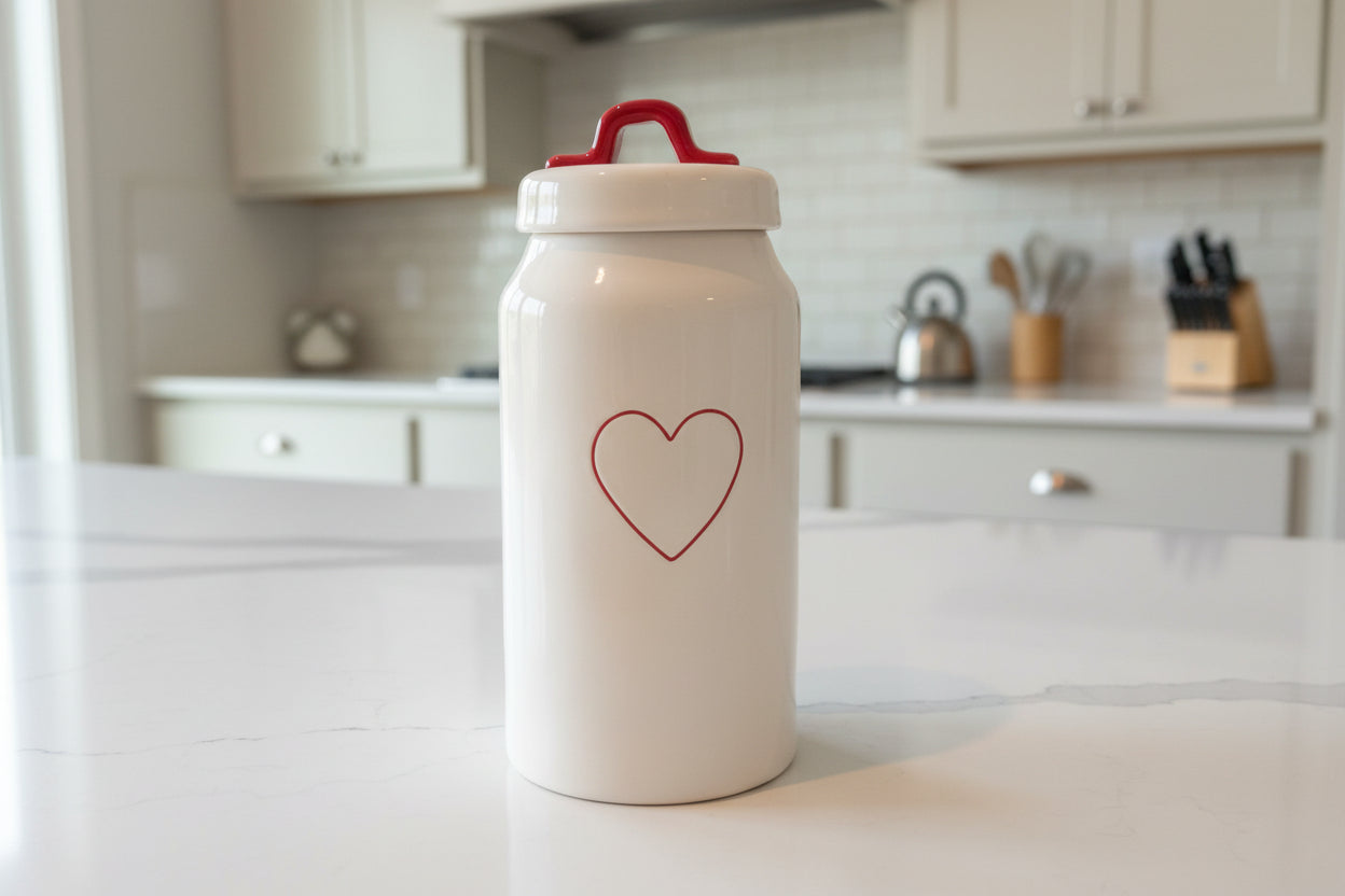Rae Dunn Tall 10" Heart Valentine Canister New