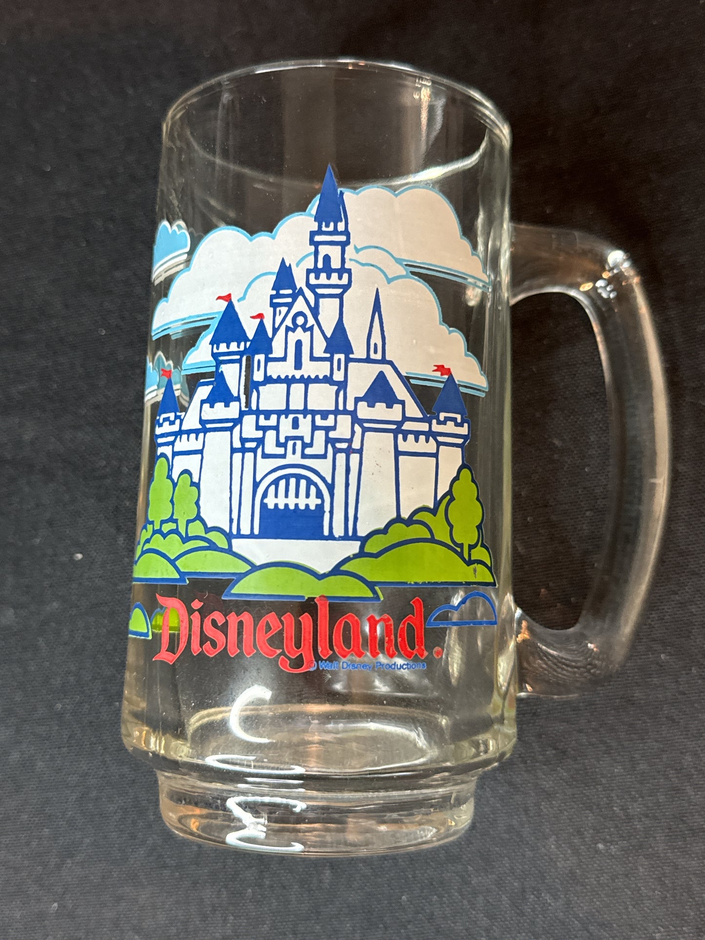 Vintage Walt Disney World Disneyland Castle Glass Mug 16oz