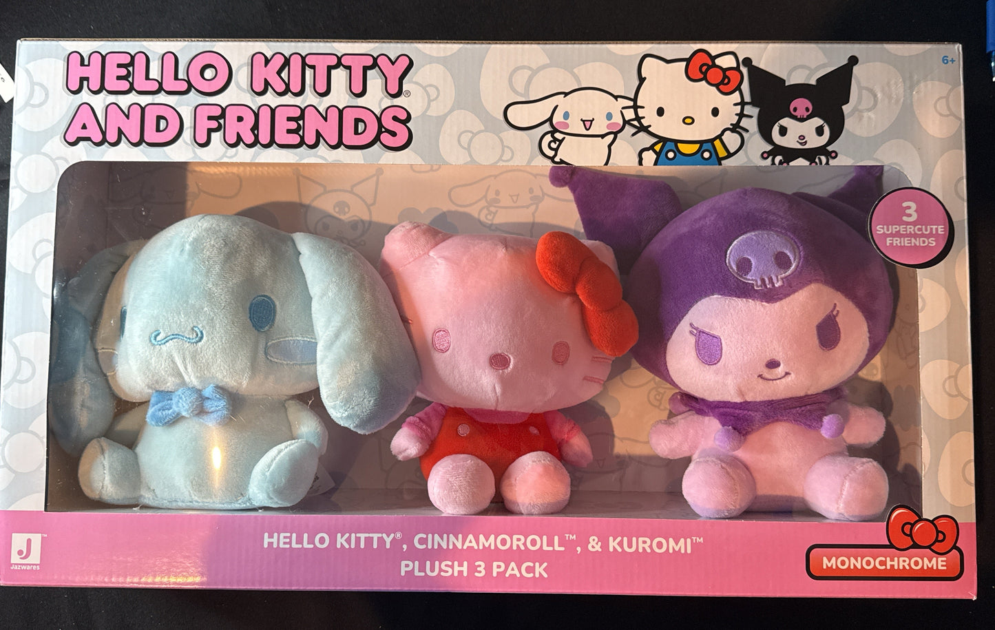 Hello Kitty & Friends 8" Hello Kitty, Cionnamoroll, & Kuromi Plush 3 Pack New in Box