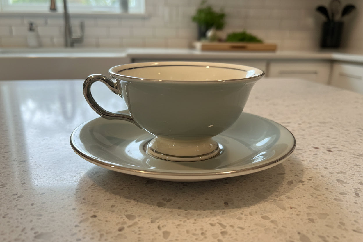 Castleton Lyric Pattern Tea Cup & Saucer 2.25" Tall Beautiful Set