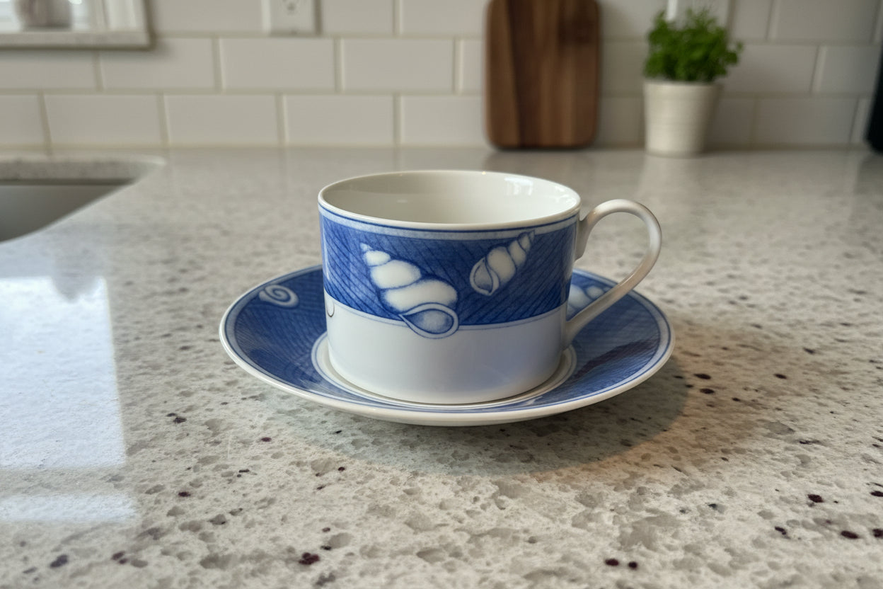 Mikasa Sea Shore Tea/Coffee Cup & Saucer Set 2.25" Tall