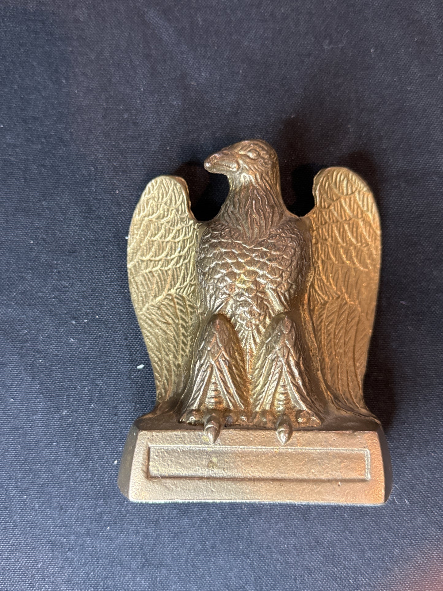 Heavy Brass America Bald Eagle Statue Bookend Mid Century 4.5" Tall