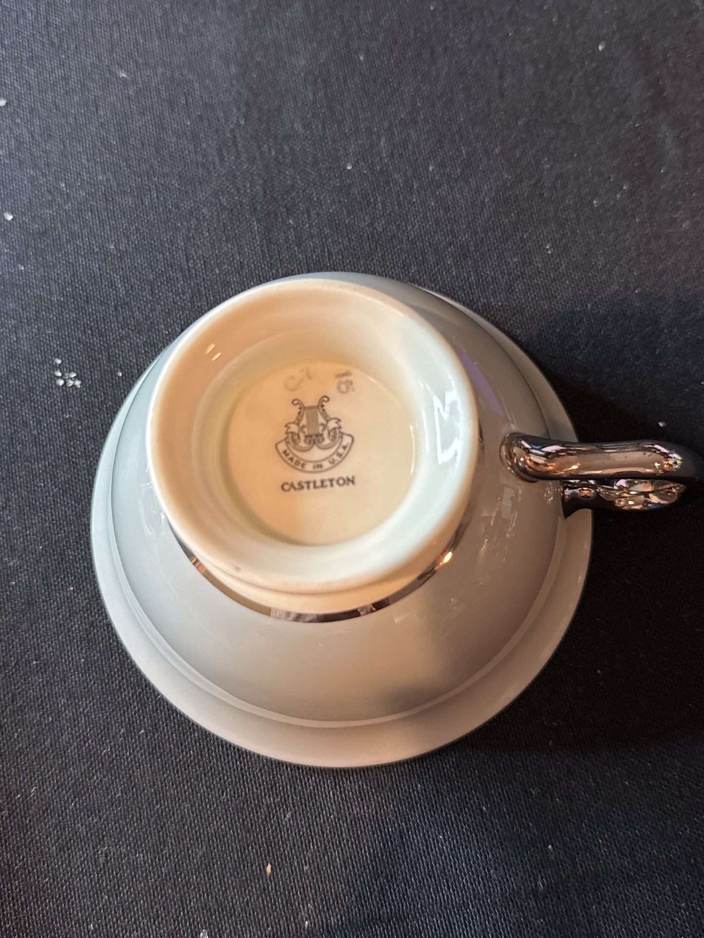Castleton Lyric Pattern Tea Cup & Saucer 2.25" Tall Beautiful Set