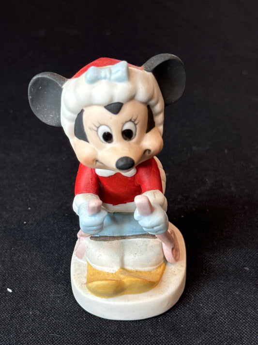 Minnie Mouse Disney Skiing Ceramic Figurine 4" Tall