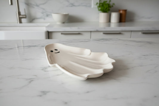 Way To Celebrate Figural Ghost Ceramic Tray 12" x 7" New With Tags