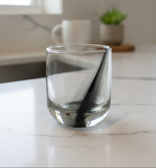 Libby Ascent Black Ribbon Rocks Glasses 13 ounce 3.75" Tall