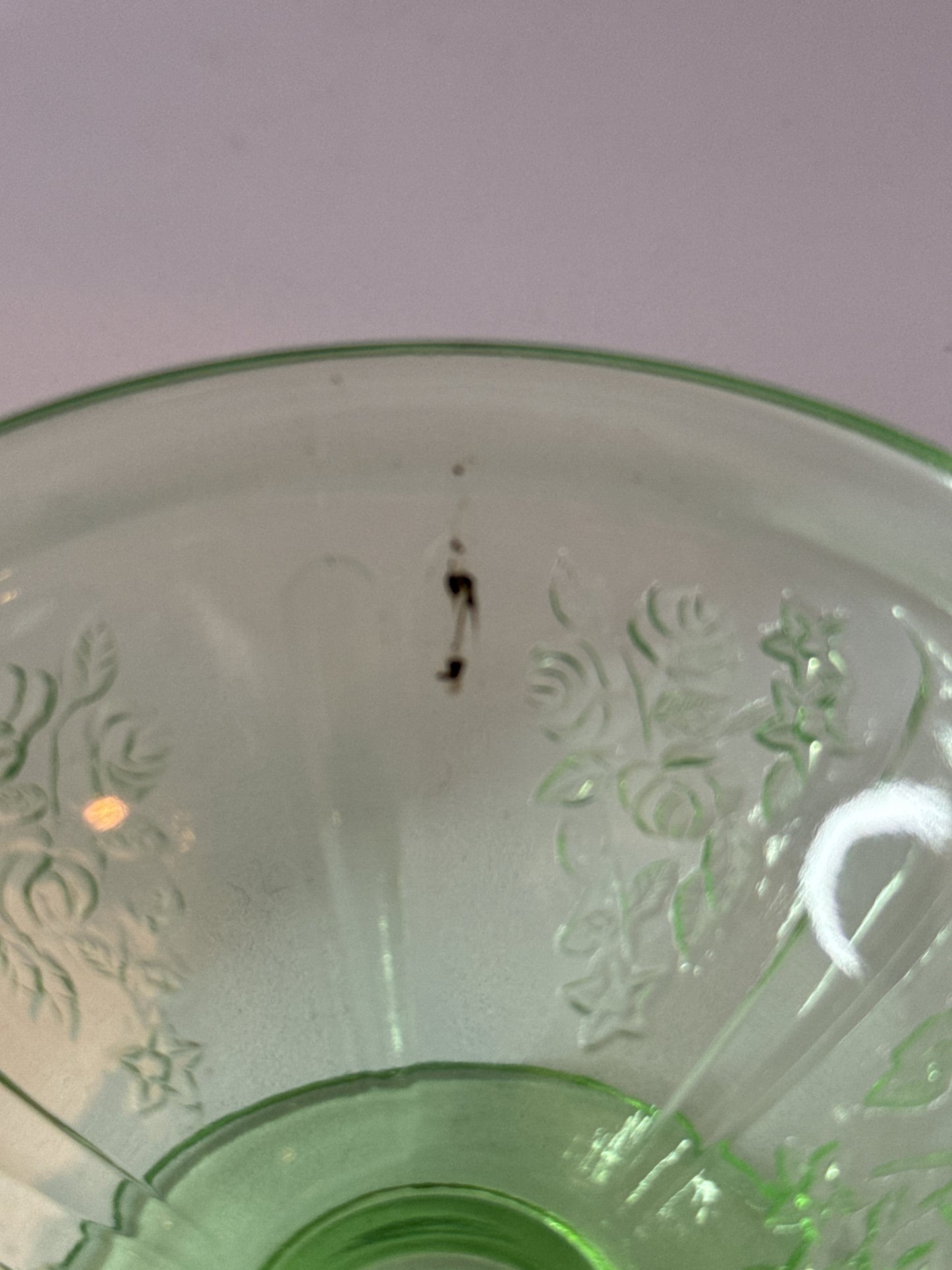 Sharon Green Depression Glass Set of 4 Champagne/Tall Sherbert 2 3/8" Tall Uranium Glows