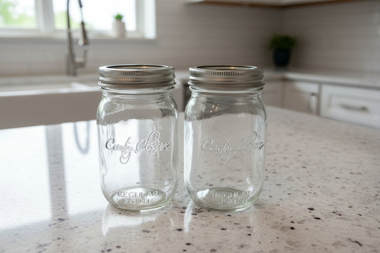 Pair of Country Classics 16oz Regular Mouth Glass Canning Jars 5.25" Tall Screw Cap No Lid