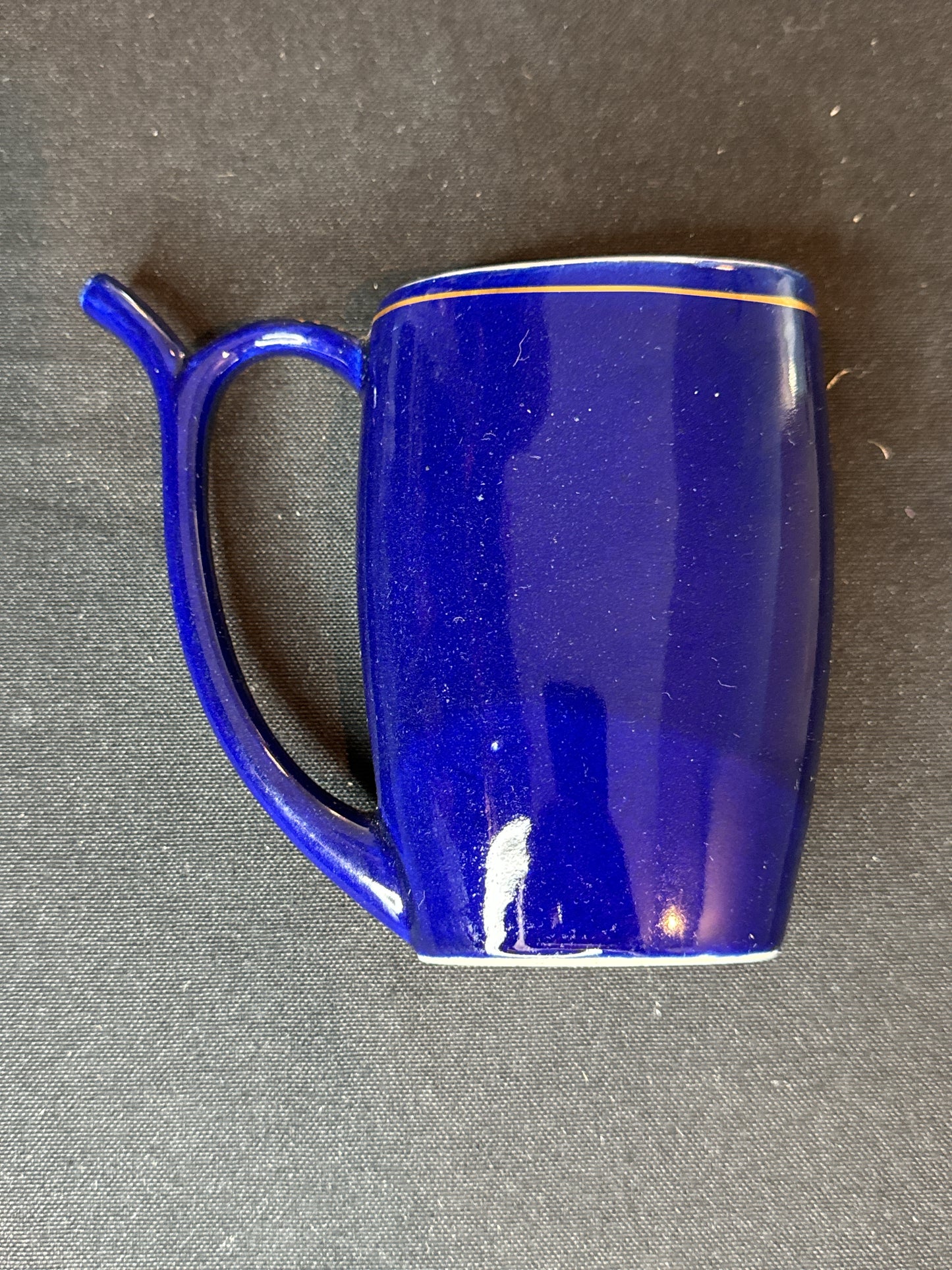 Vintage Karlovy Vary Cobalt Blue Mini Sipping Cup Ceramic Czech Republic 4.5" Tall