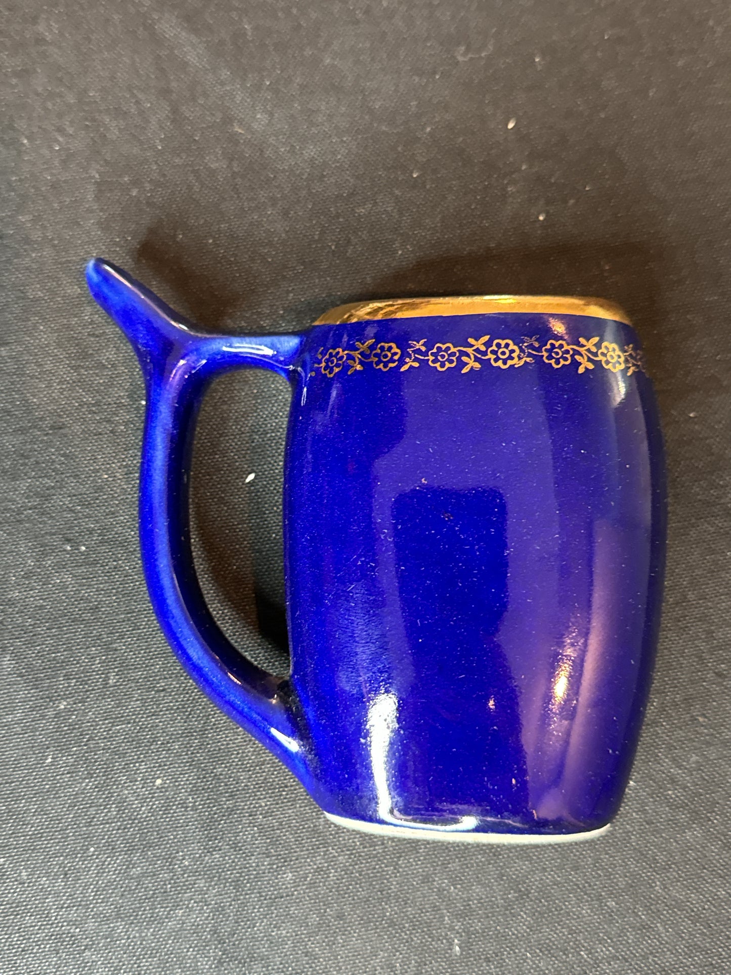 Vintage Karlovy Vary Cobalt Blue Mini Sipping Cup Ceramic Czech Republic 4" Tall KK Stamp