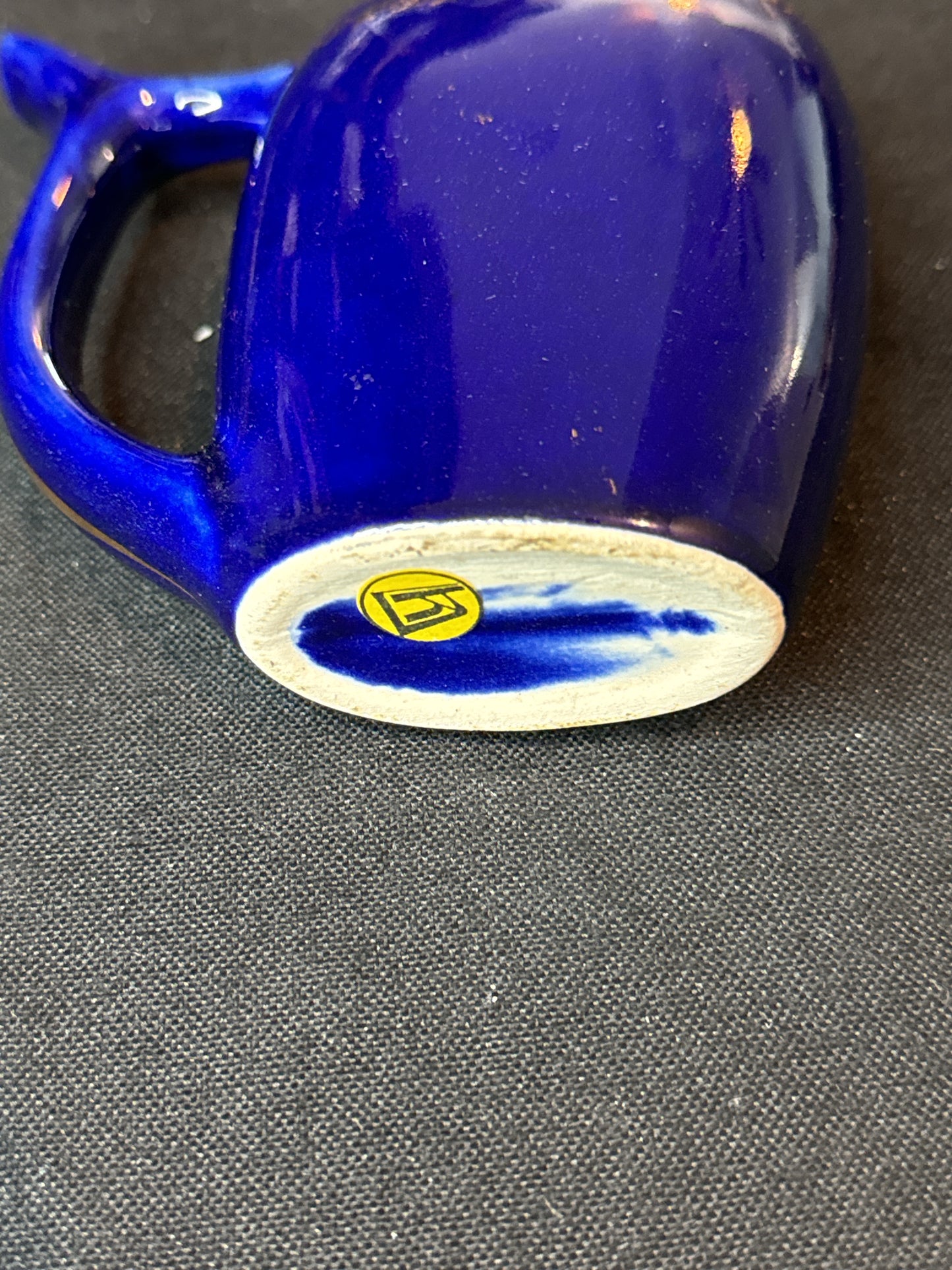 Vintage Karlovy Vary Cobalt Blue Mini Sipping Cup Ceramic Czech Republic 4" Tall KK Stamp