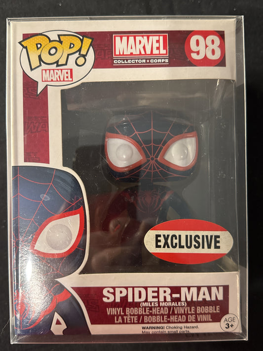 Funko Pop! Marvel Spider-Man Miles Morales Bobble Head #98 New in Box w/ Soft Case