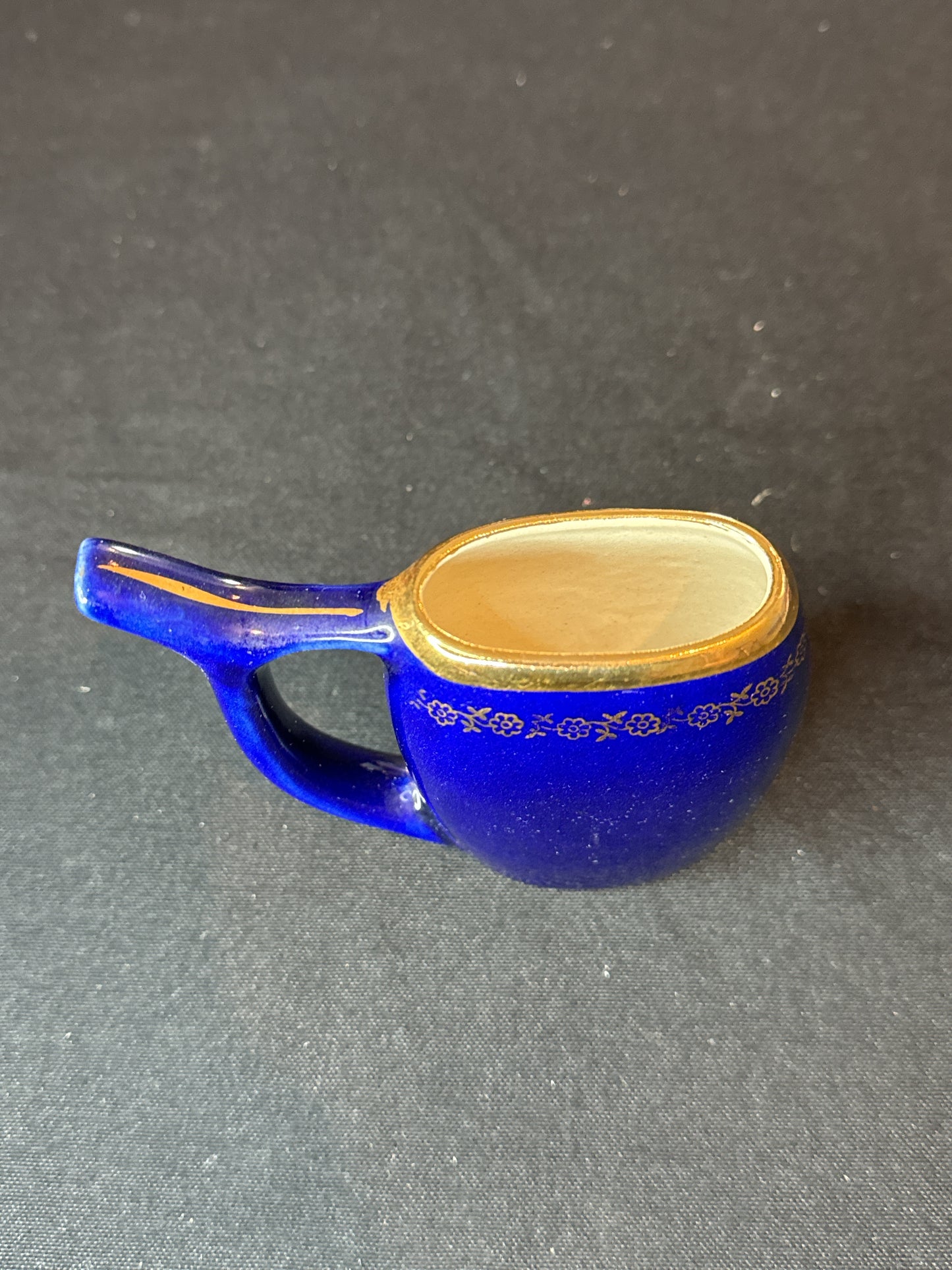 Vintage Karlovy Vary Cobalt Blue Mini Sipping Cup Ceramic Czech Republic 4" Tall KK Stamp