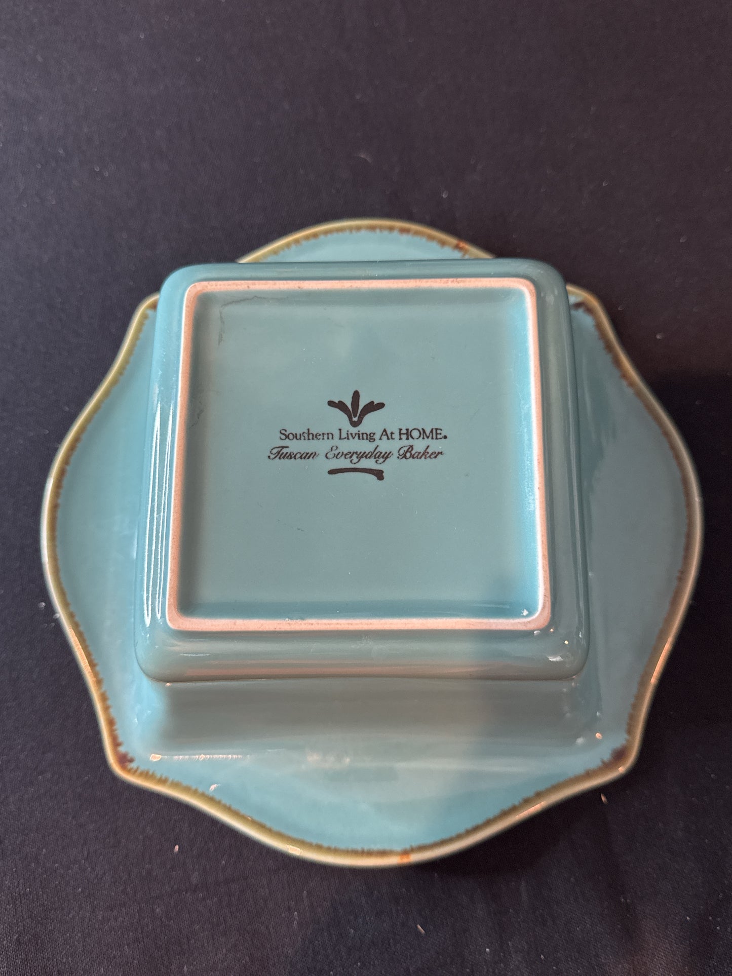 Southern Living At Home Tuscan Everyday Baker Square Baking Dish Turquoise Teal 9.5" Wide
