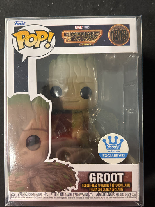 Funko Pop! Marvel Studios Guardians of the Galaxy Groot #1213 New in Box w/ Soft Case