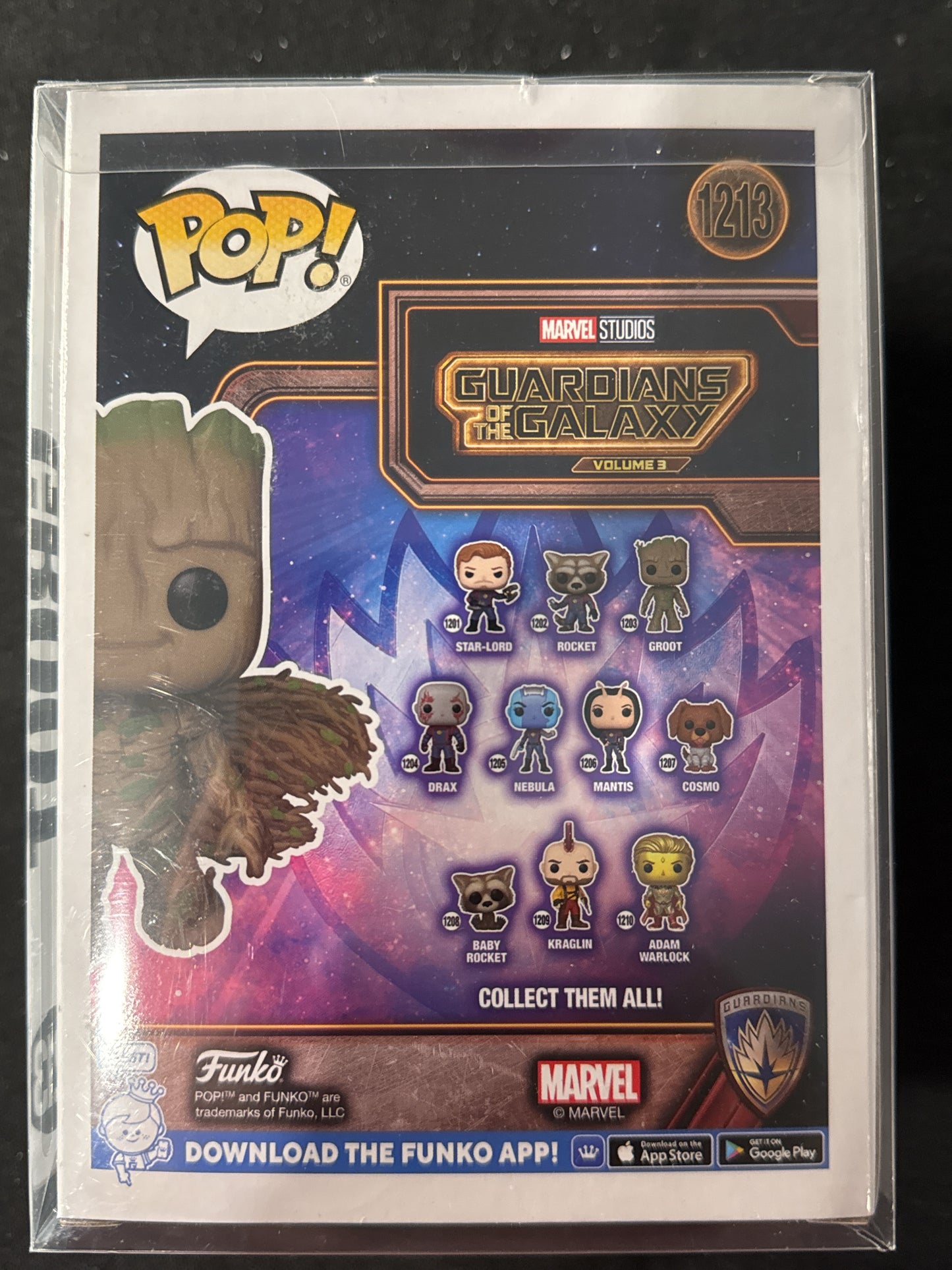 Funko Pop! Marvel Studios Guardians of the Galaxy Groot #1213 New in Box w/ Soft Case