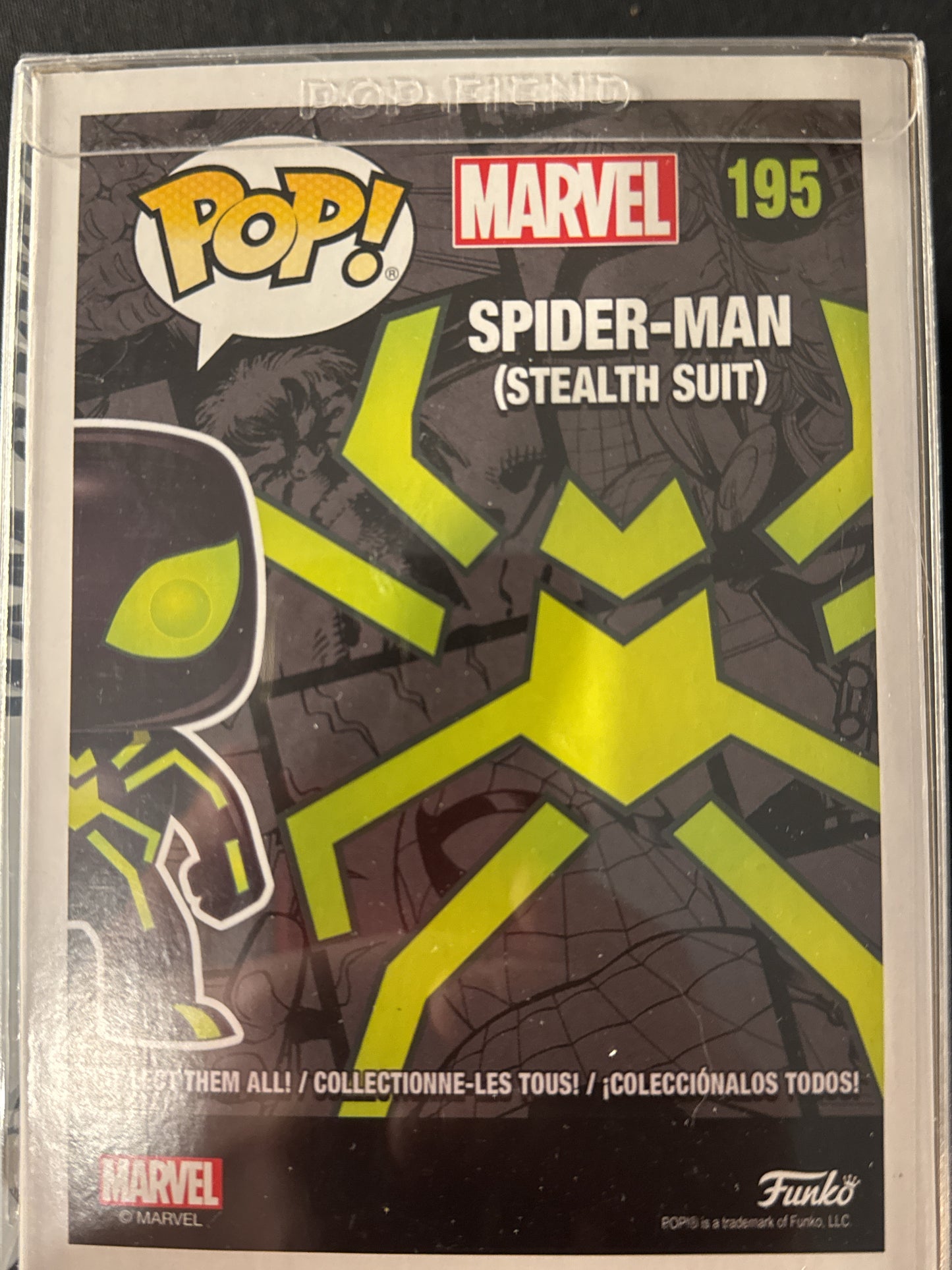 Funko Pop! Marvel Spider-Man (Stealth Suit) Bobble Head #195 New in Box w/ Soft Case