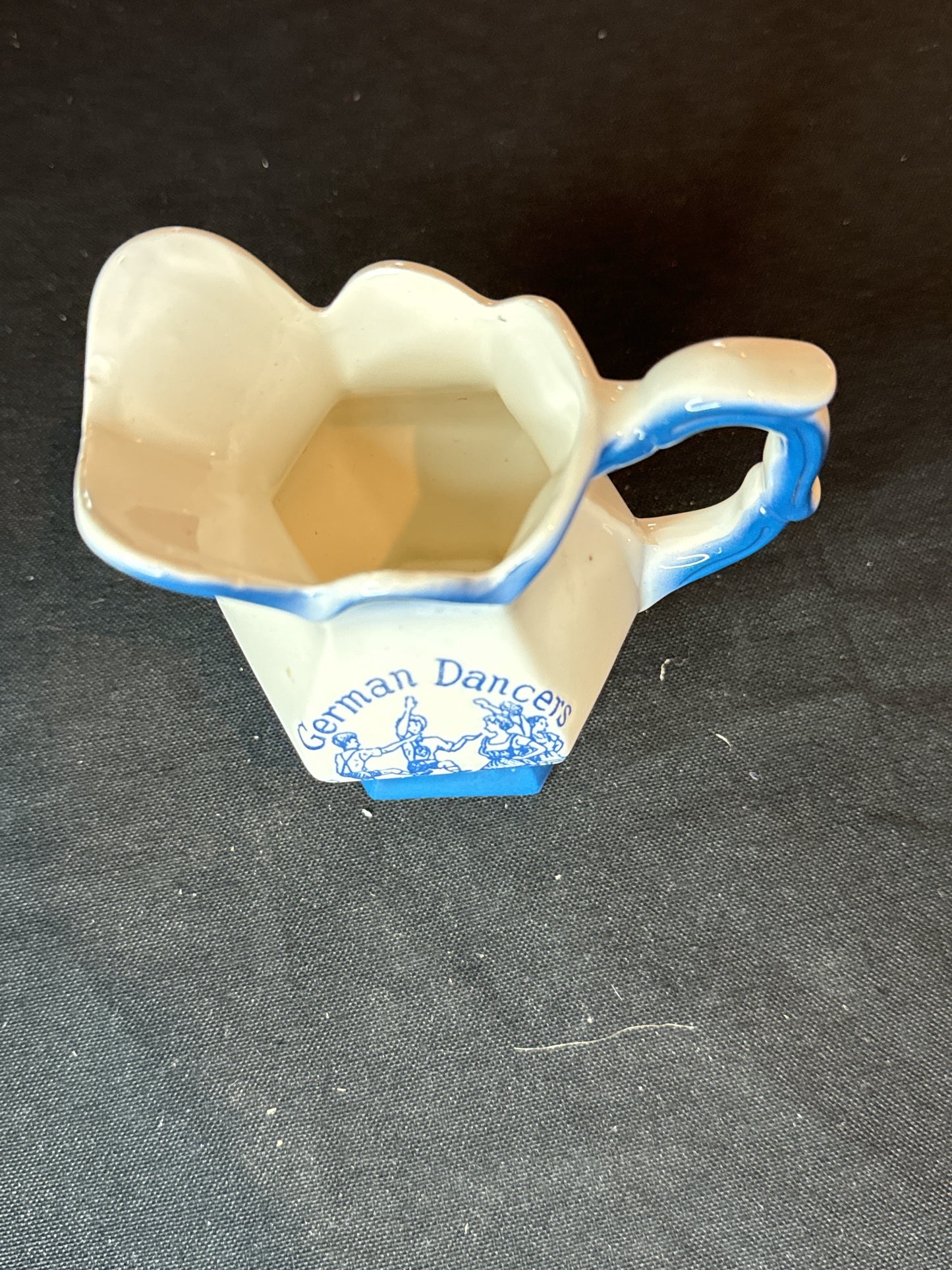 Busch Gardens German Dancers Blue/White Creamer Ceramic Pitcher 4.5" Tall