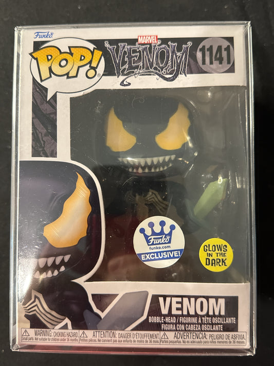 Funko Pop! Marvel Venom #1141 Funko Excl. Glows in Dark Venom Bobble Head NIB Soft Case